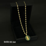 ✨ Cadena Tejido Gucci 45CM-3MM con Dije Virgen de Guadalupe ✨ Bañodo de Oro de 24K