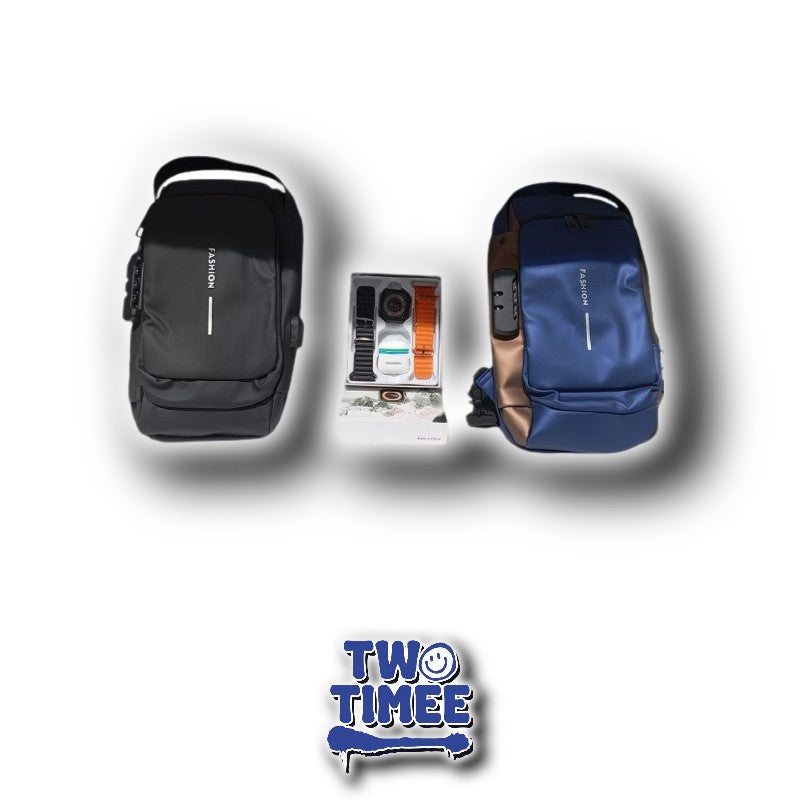 combo bolso canguro+caja reloj audifonos