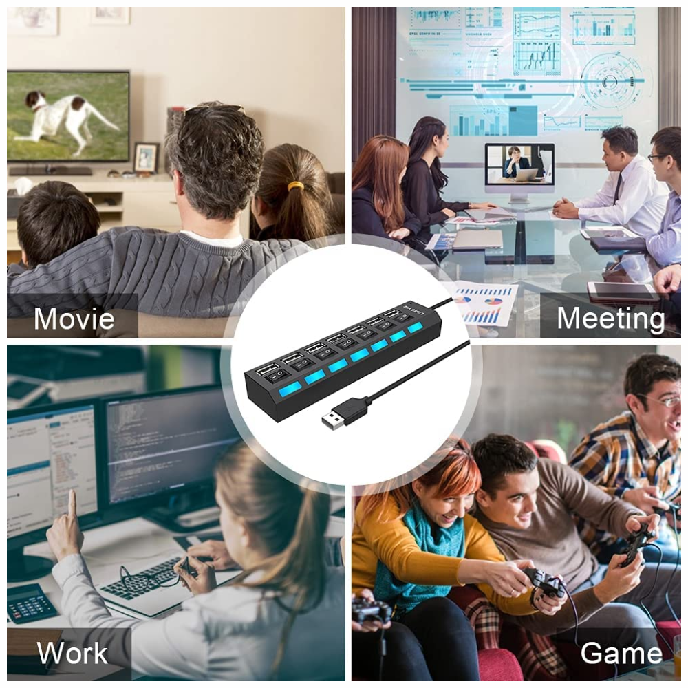 Multitoma USB 7 Puertos Individuales